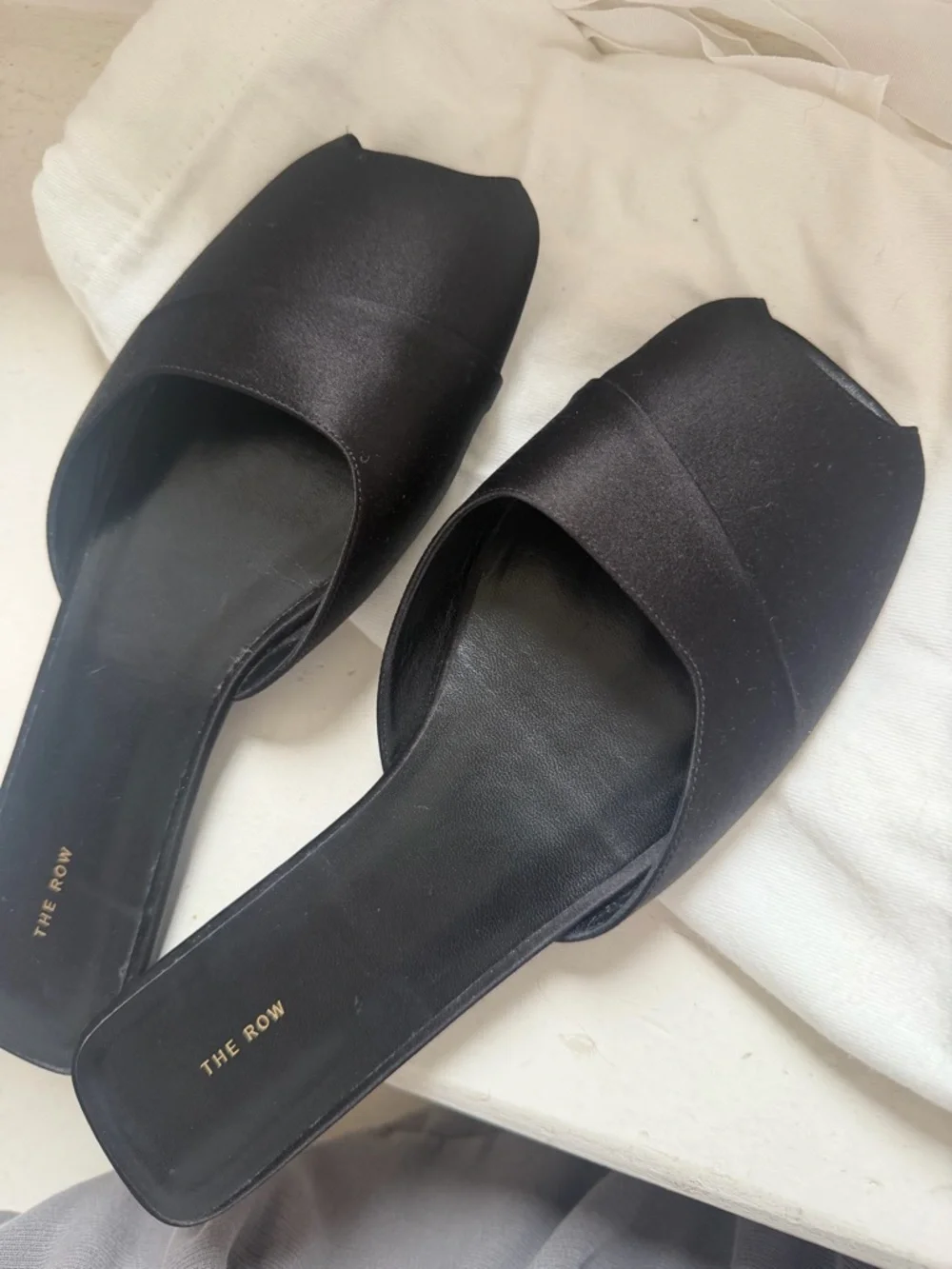 The Row Black Square-Toe Leather Slide Mules - Picture 4 of 4